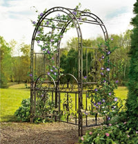 European Style Metal Garden Arch with Gate for Climbing Plants