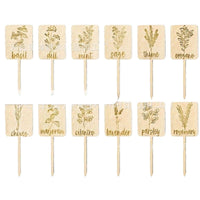 24-Piece Wooden Plant Markers for Potted Plants, Garden Labels with Engraved Letters