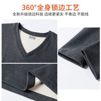 Men's Double-Sided Velvet Thermal Underwear Set V-Neck/Crew Neck Fleece Lined Base Layer