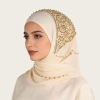 Ethnic Style Chiffon Beaded Headscarf Scarf for Women, Southeast Asian Fashion Shawl