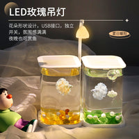 Betta Fish Tank with LED Light, Dual Compartment Desktop Aquarium for Small Fish, High Transparency Glass