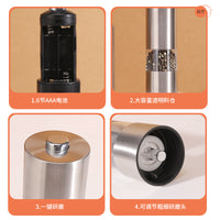 Electric Stainless Steel Pepper Grinder Set with Adjustable Coarseness for Spices and Seasonings