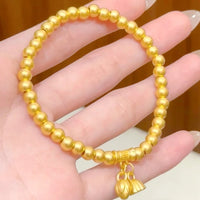 24K Gold 3D Hard Gold Beads for DIY Bracelets - Polished & Frosted Finishes