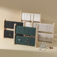 Premium Solid Wood Double-Layer Necklace Display Stand for Pendants and Jewelry