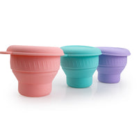 Silicone Foldable Makeup Brush Cleaning Bowl with Scrubber Pad