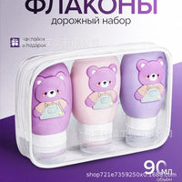 Silicone Travel Bottles for Lotion, Shampoo, Conditioner, and Cosmetics - Cute Cartoon Design