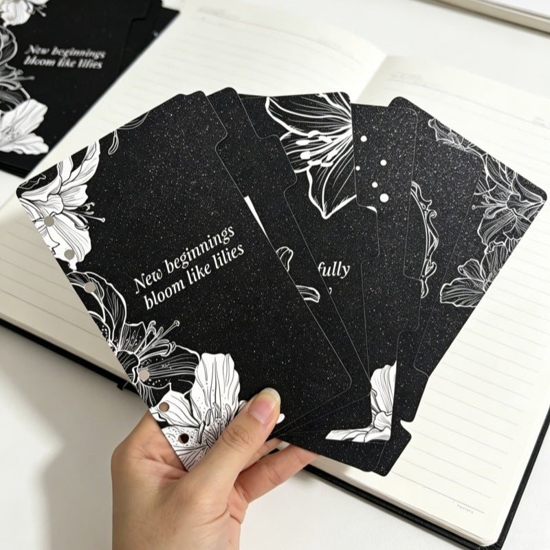 A6 Lily Glitter 6-Tab Planner Dividers Set for Loose Leaf Notebooks