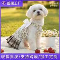Floral Dog Dress, Lightweight Breathable Pet Dress with Bow, Sun Protection Clothing for Small Dogs