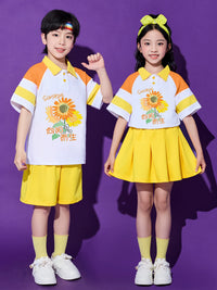 Kids' Rainbow Cheerleader Costume Set for School Performances and Sports Events