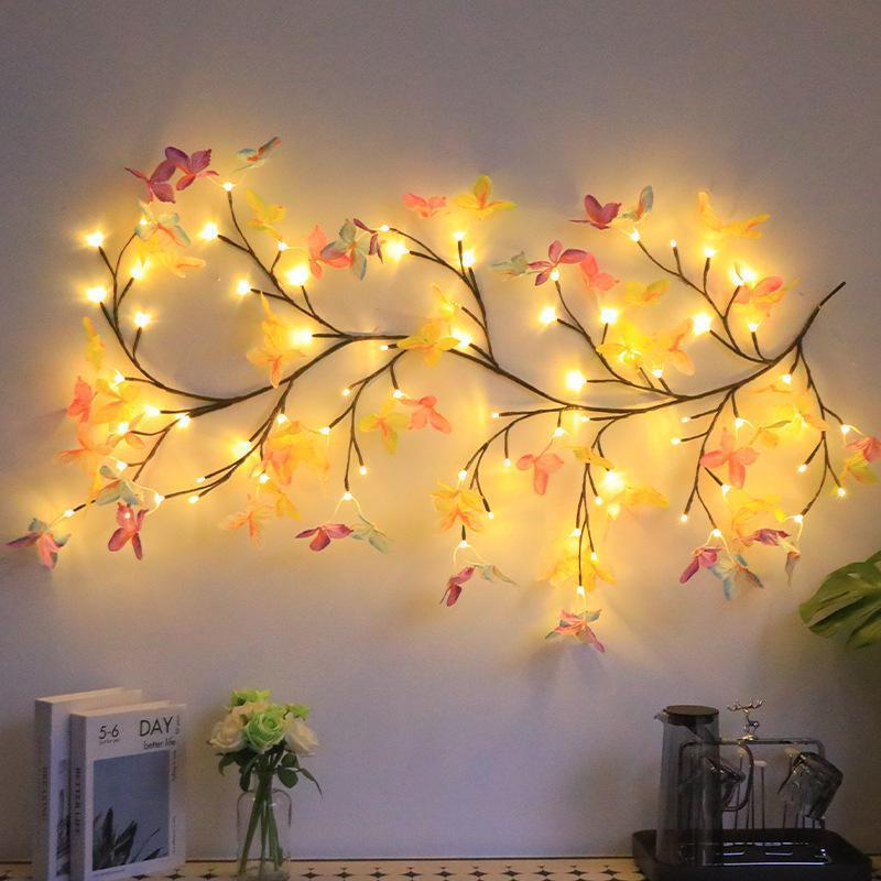 LED Rattan Vine String Lights for Christmas Indoor Wall Decor, Bendable Branch Lights with Remote