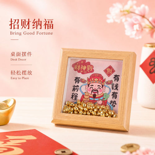 Crystal Ingot God of Wealth Photo Frame Ornament for Prosperity and Good Fortune