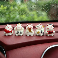 Lucky Fortune Cat Car Dashboard Ornament Set
