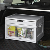 Japanese Style Foldable Storage Box with Lid and Wheels, Double Door Transparent Plastic Organizer for Home and Car