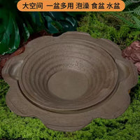 Terracotta Turtle Water Basin with Optional Plastic Base for Reptile Pets
