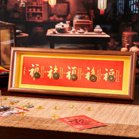 Chinese New Year Five Blessings Photo Frame Desktop Ornament with Ancient Coins