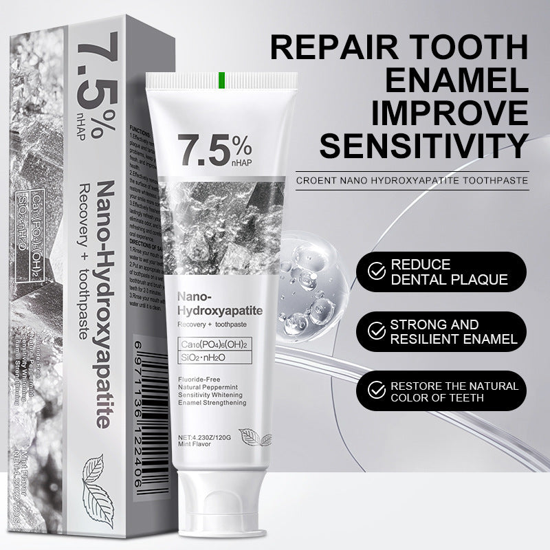 7.5% Nano Hydroxyapatite Fluoride-Free Whitening Toothpaste for Stain Removal & Enamel Protection, 120g