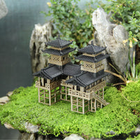 Twin Towers Ancient Style Building Model for Micro Landscape Aquariums