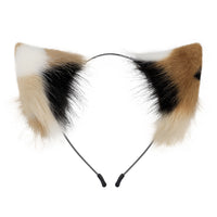 Plush Calico Cat Ear Headband and Tail Set for Cosplay