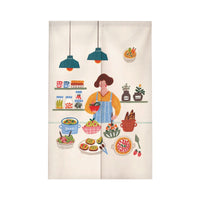 Japanese Style Kitchen Doorway Curtain Half-Curtain for Oil Fume Protection and Room Divider