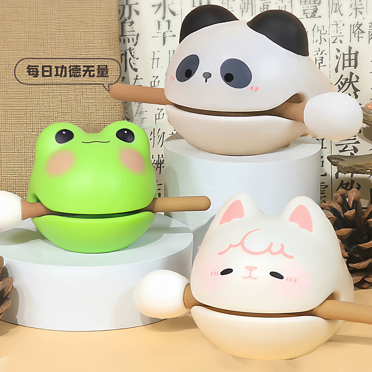 Cute Animal Wooden Percussion Toy Stress Relief Ornament for Kids and Adults