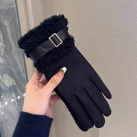 Women's Winter Warm Touchscreen Gloves with Lambswool Lining for Outdoor Cycling Skiing