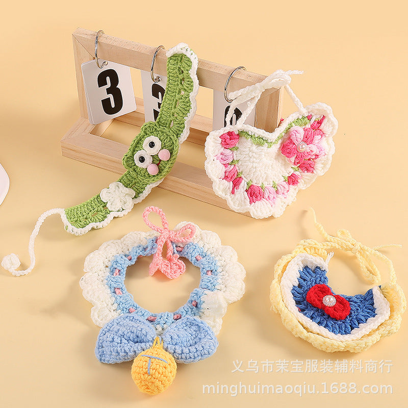 Hand-Knitted Pet Collar Scarf for Cats & Small Dogs