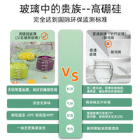 Baby Food Storage Container Set, Glass Bowl with Silicone Lid, Freezer Safe, Microwave Safe, Portable and Airtight