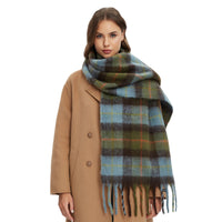 Thickened Faux Mohair Plaid Scarf for Women, Winter Shawl Wrap
