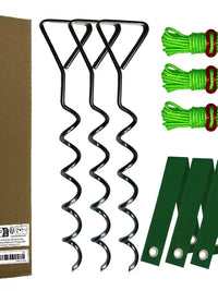 Heavy-Duty Spiral Ground Anchors for Tree Support & Outdoor Tent Securing, 9-Piece Set