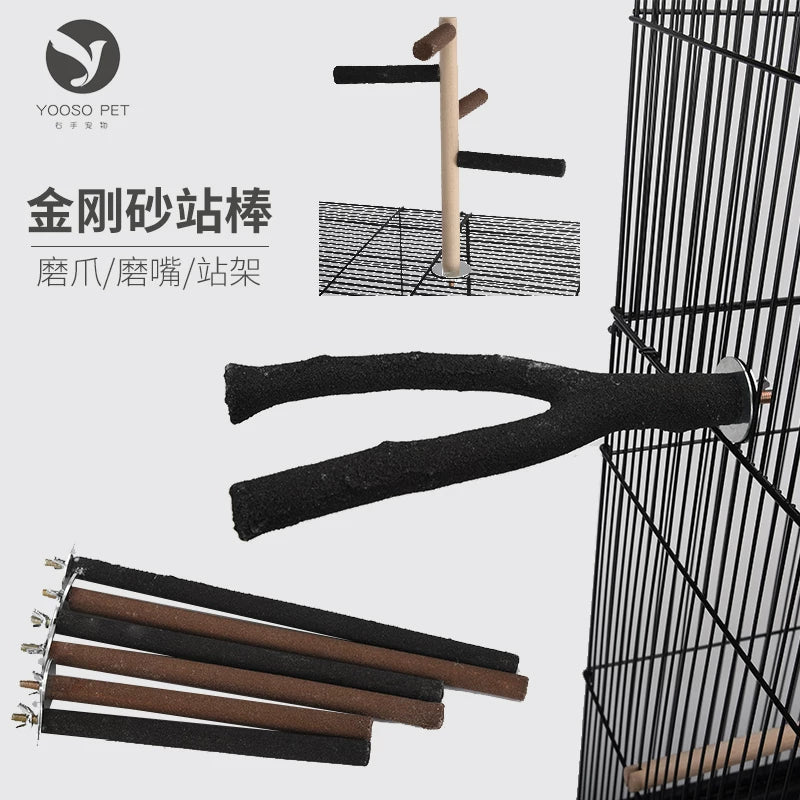 Bird Sand Perch for Grinding Claws and Beaks, Single-Head Screw Fixed Stand