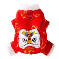 Pet Chinese New Year Tang Suit - Warm Four-Legged Cotton Coat for Dogs and Cats