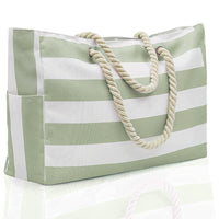 Bohemian Striped Canvas Beach Bag Large Capacity Travel Tote Shopping Handbag