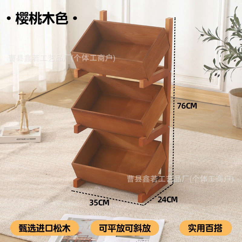 Solid Wood Multi-tier Storage Shelf for Living Room Kitchen Pantry