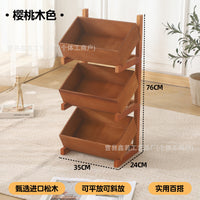 Solid Wood Multi-tier Storage Shelf for Living Room Kitchen Pantry