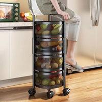 Multi-layer Carbon Steel Rolling Storage Cart with Wheels for Kitchen and Home