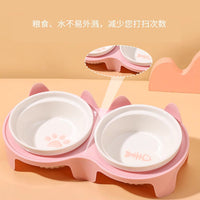 Pet Ceramic Elevated Feeding Bowl for Cats and Small Dogs, Anti-Tip Design, Neck Protection Food and Water Dish