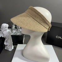 Summer Linen Solid Color Foldable Sun Visor Hat for Women