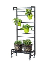 New Outdoor Balcony Rust-Proof Metal Climbing Plant Stand Multi-Layer Flower Pot Hanging Rack with Wheels for Green Plants