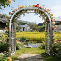 European Style Wrought Iron Archway for Climbing Plants, Roses, and Vines - Rust-Resistant Garden Arbor