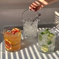 Premium Thickened Glass Ice Bucket with Handle for Beer, Champagne, Outdoor Camping, Beverages, and Fruit Tea