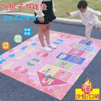 Cartoon Hopscotch Play Mat for Kids, Sensory Training Game with Sandbag, Autism Therapy Toy, Parent-Child Interactive Fun