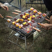 KEEMANS Portable Stainless Steel Wood Burning Stove & BBQ Grill for Outdoor Camping