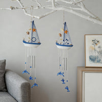 Nautical Wooden Sailboat Wind Chime Home Decor