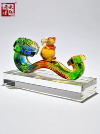 Lucky Rat Ruyi Glass Ornament Zodiac Mouse Craft Cute Desk Study Decor Birthday Gift
