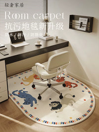 Children's Room Study Chair Desk Mat Round Carpet for Swivel Computer Chair
