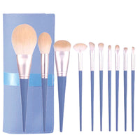 10-Piece Blue Bridge Professional Makeup Brush Set with PU Bag