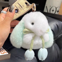 Cute Faux Rabbit Fur Bunny Keychain Plush Mini Doll Backpack Ornament Gift