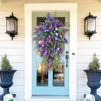 Spring Purple Tulip Lilac Hydrangea Wreath for Front Door Decor