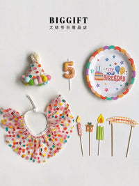 Pet Birthday Party Set with Bandana, Hat, and Number Candle for Cats and Dogs
