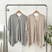 Women's Sun Protection Shawl Cardigan with Buckle - Lightweight Solid Color Knit Cape for Summer